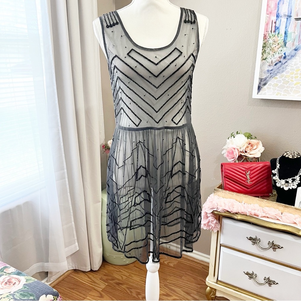 Free People Revolve Beaded embellished mesh slip dress size small